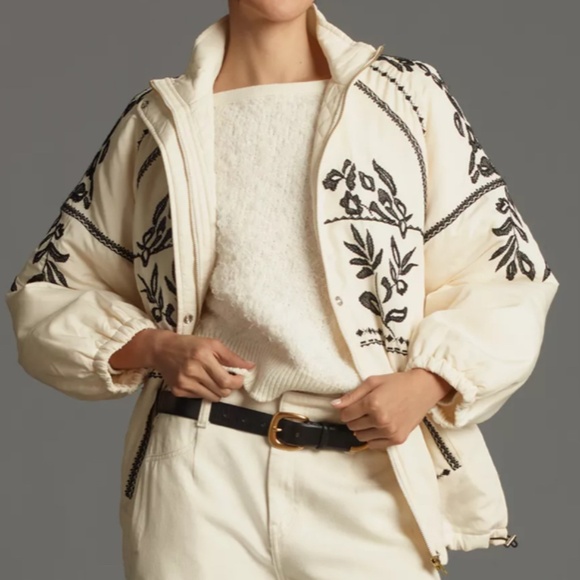Anthropologie Embroidered Puffer Coat - Picture 8 of 8
